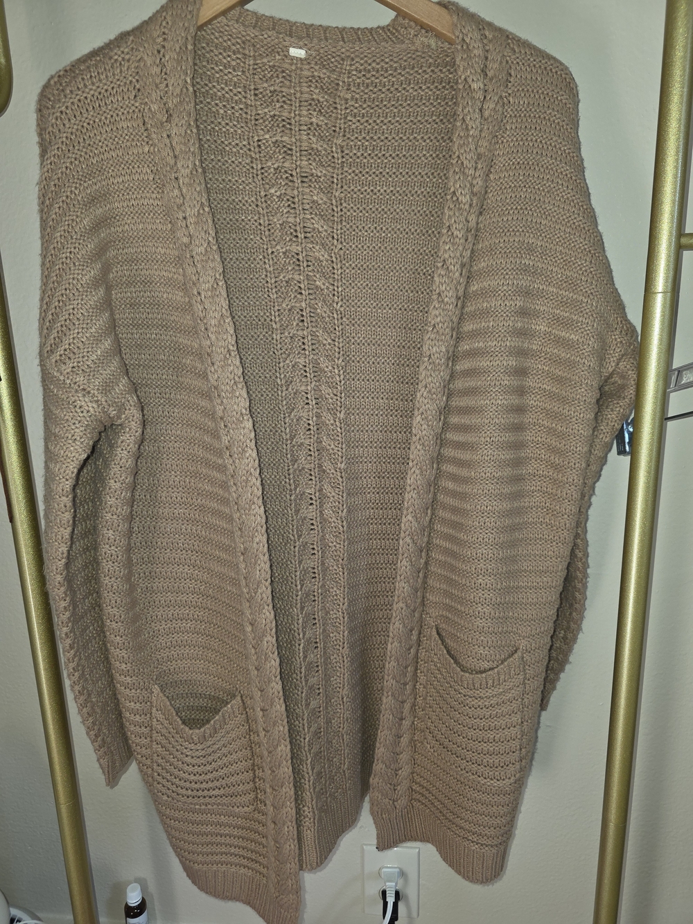 Open Front Cardigan With Pockets Size M/L Taupe